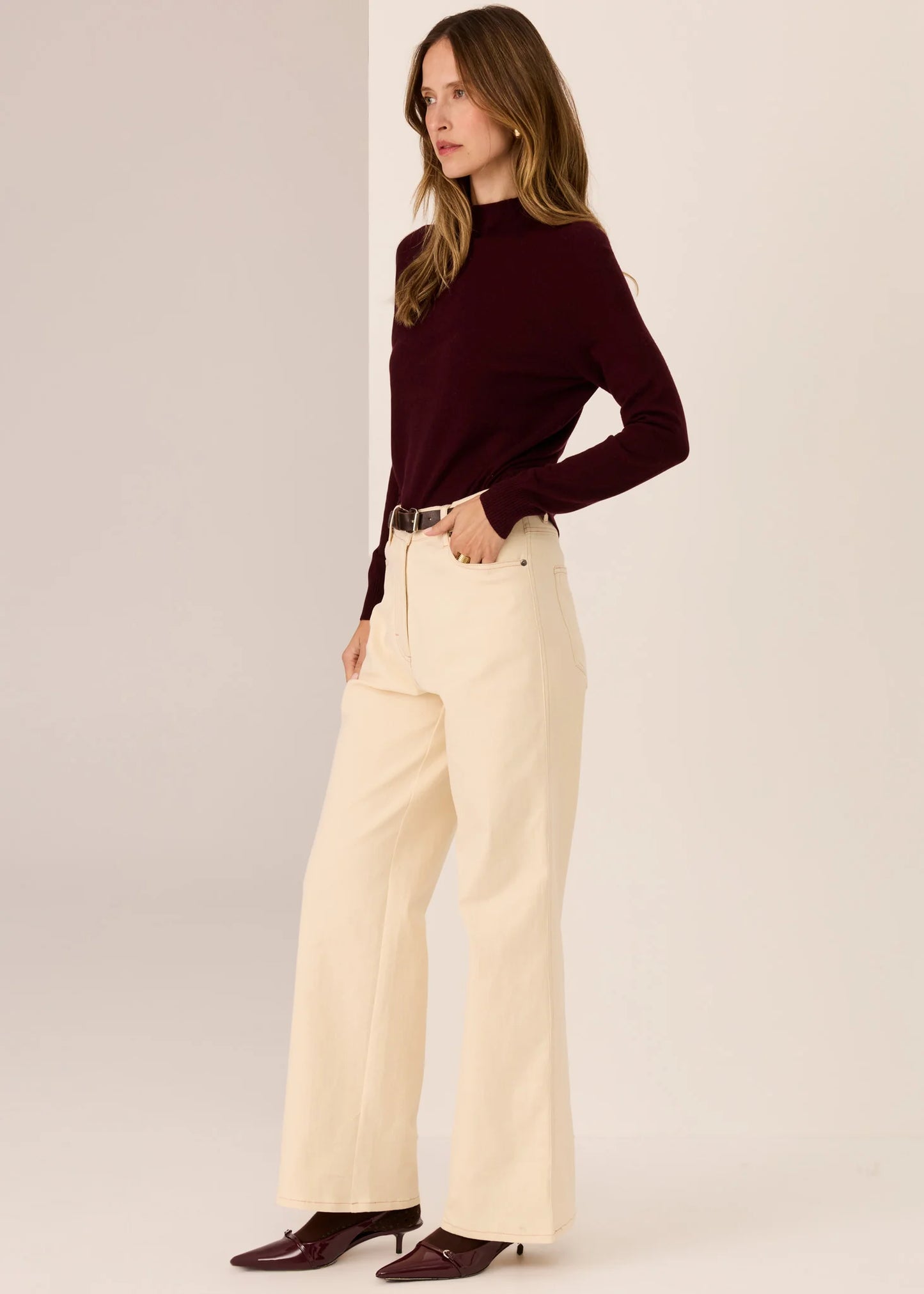 Lana Wide Leg Jean | Ivory