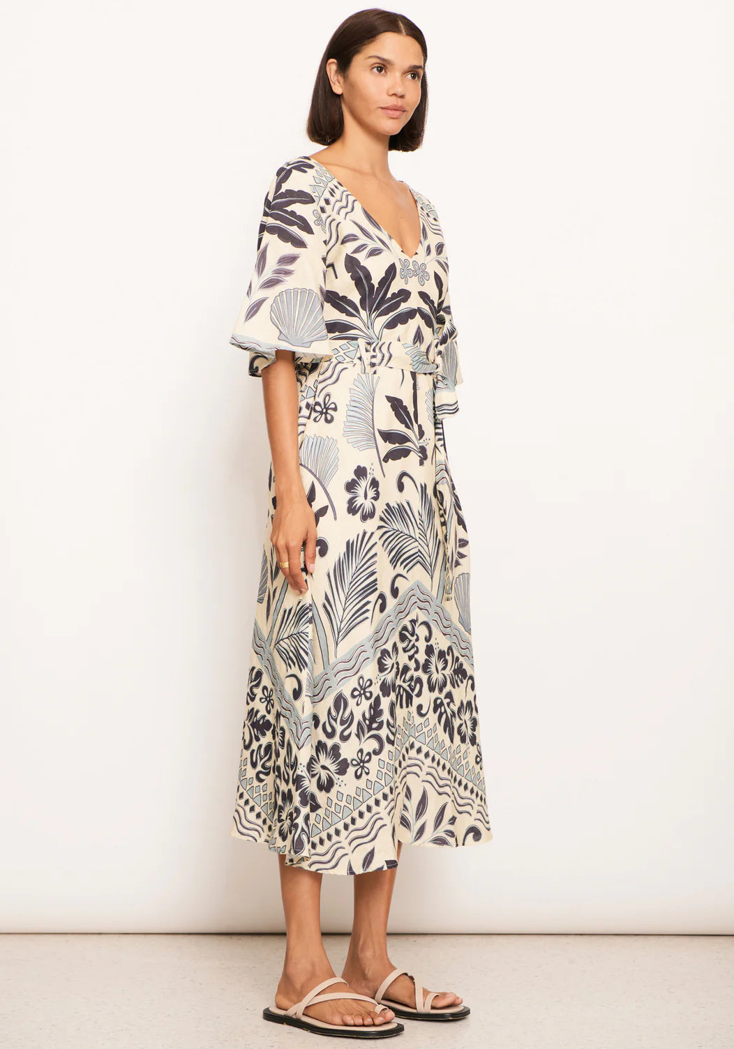 Paradise Bias Dress | Palm Print