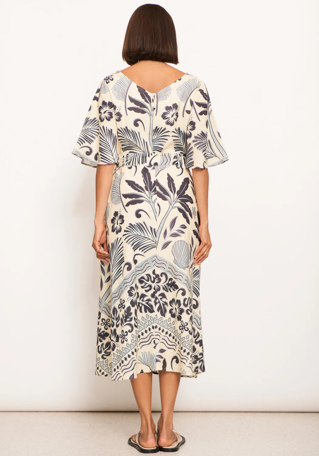 Paradise Bias Dress | Palm Print