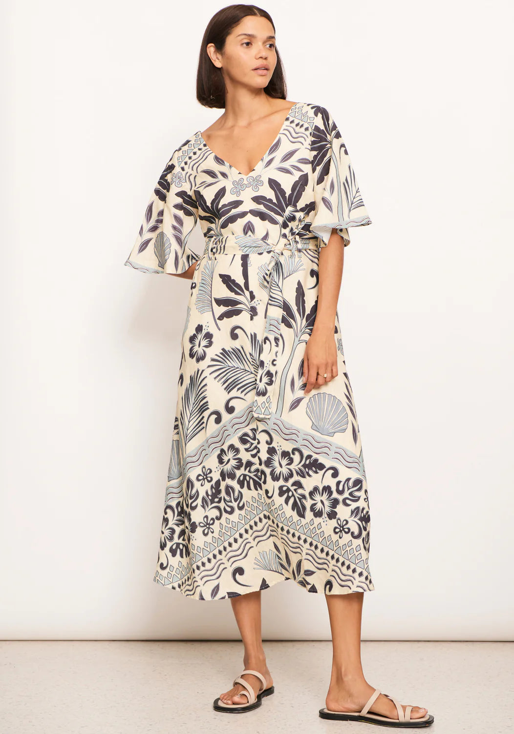 Paradise Bias Dress | Palm Print