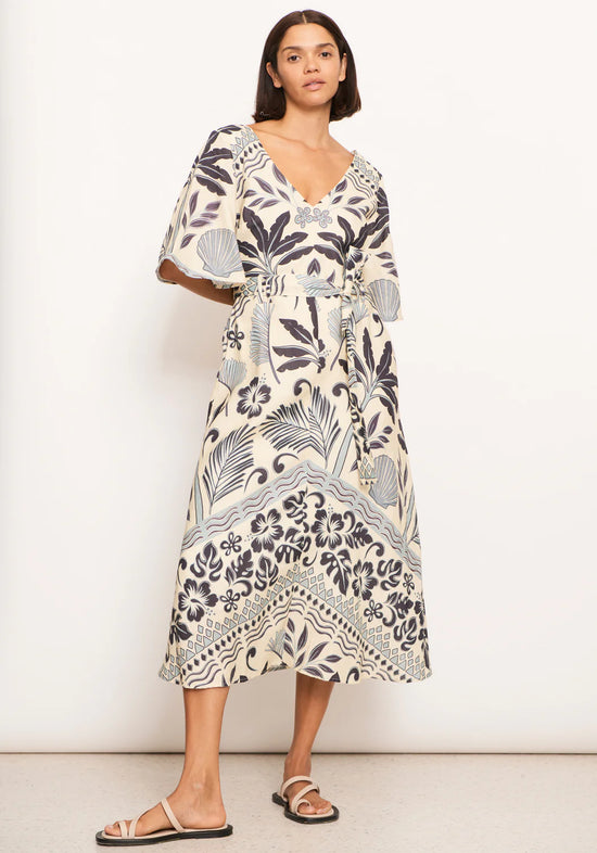 Paradise Bias Dress | Palm Print