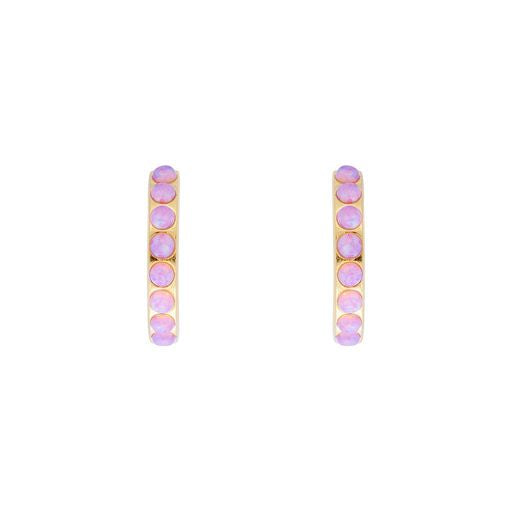 Load image into Gallery viewer, Pink Opal Crystal Midi Hoops
