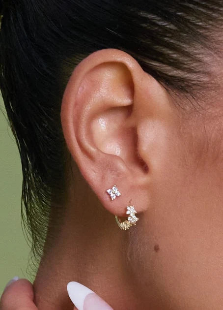 Galaxy Huggies | Sterling Silver/ Clear