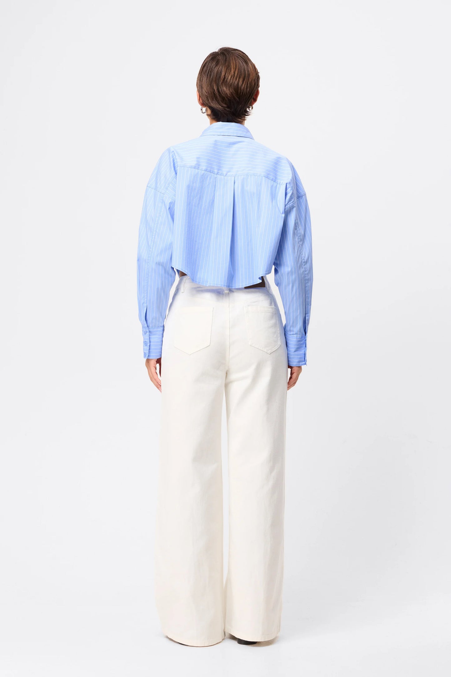 Repeat After Me Cropped Shirt | Blue Stripe