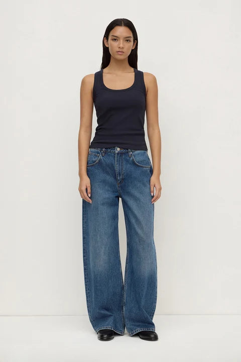 Robyn Scoop Neck Rib Tank | True Navy