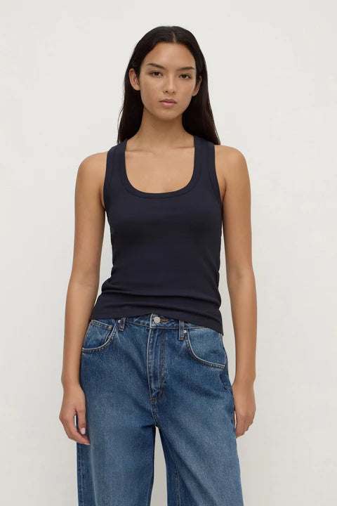 Robyn Scoop Neck Rib Tank | True Navy