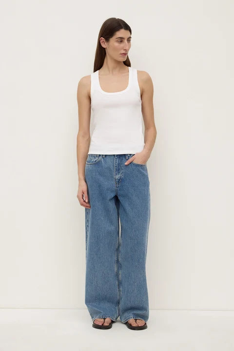 Robyn Scoop Neck Rib Tank | White