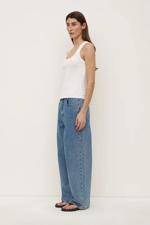 Robyn Scoop Neck Rib Tank | White