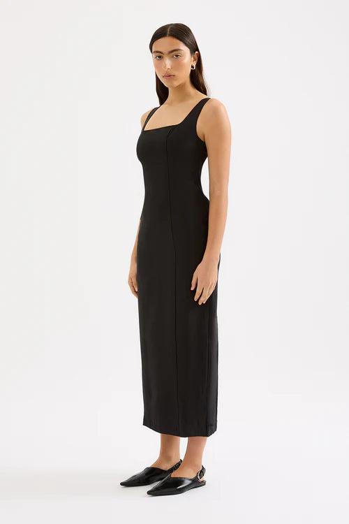 Monroe Linen Midi Dress | Black