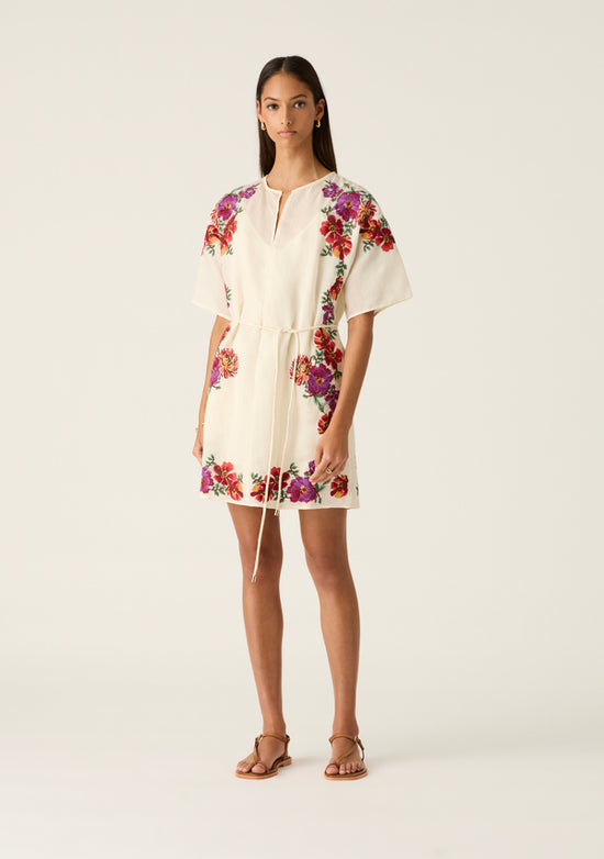 Frida Embroidery Mini Dress | Ivory