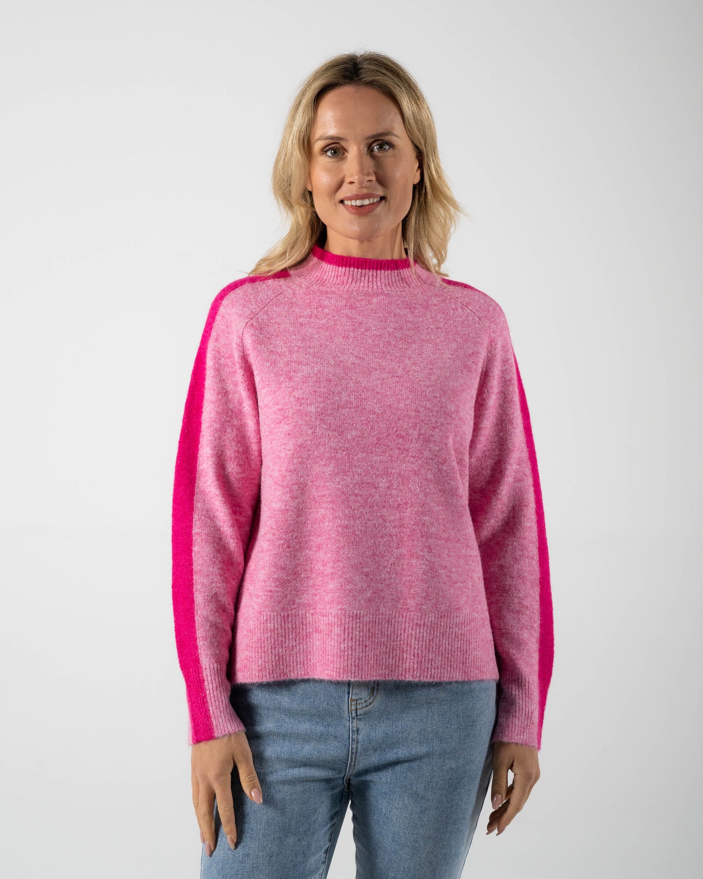 Mock Neck Sweater | Raspberry