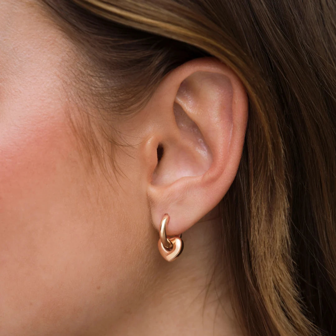 Mini Lisa Puffy Heart Earrings | Rose Gold