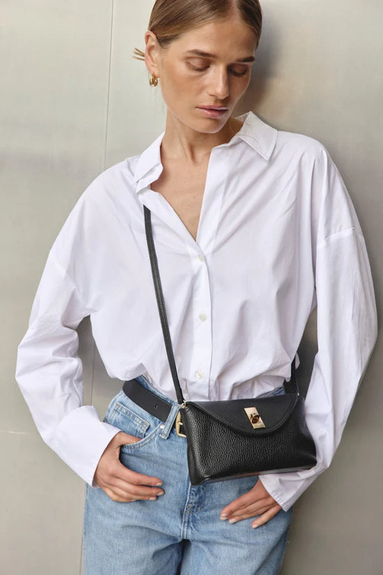 Sloane Mini Leather Crossbody Clutch | Black