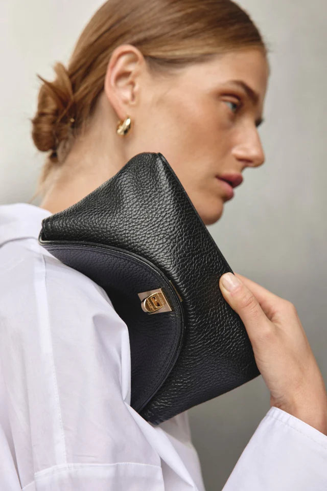 Sloane Mini Leather Crossbody Clutch | Black
