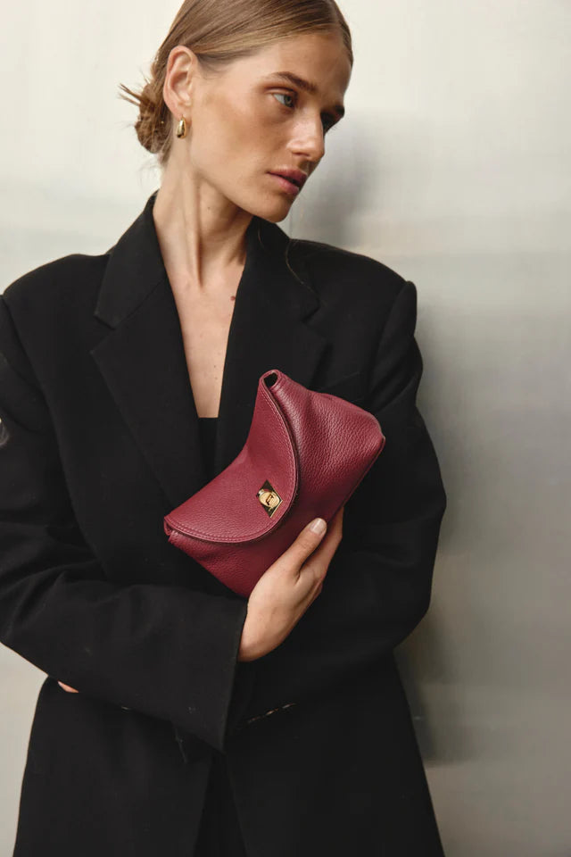 Sloane Mini Leather Crossbody Clutch | Bordeaux