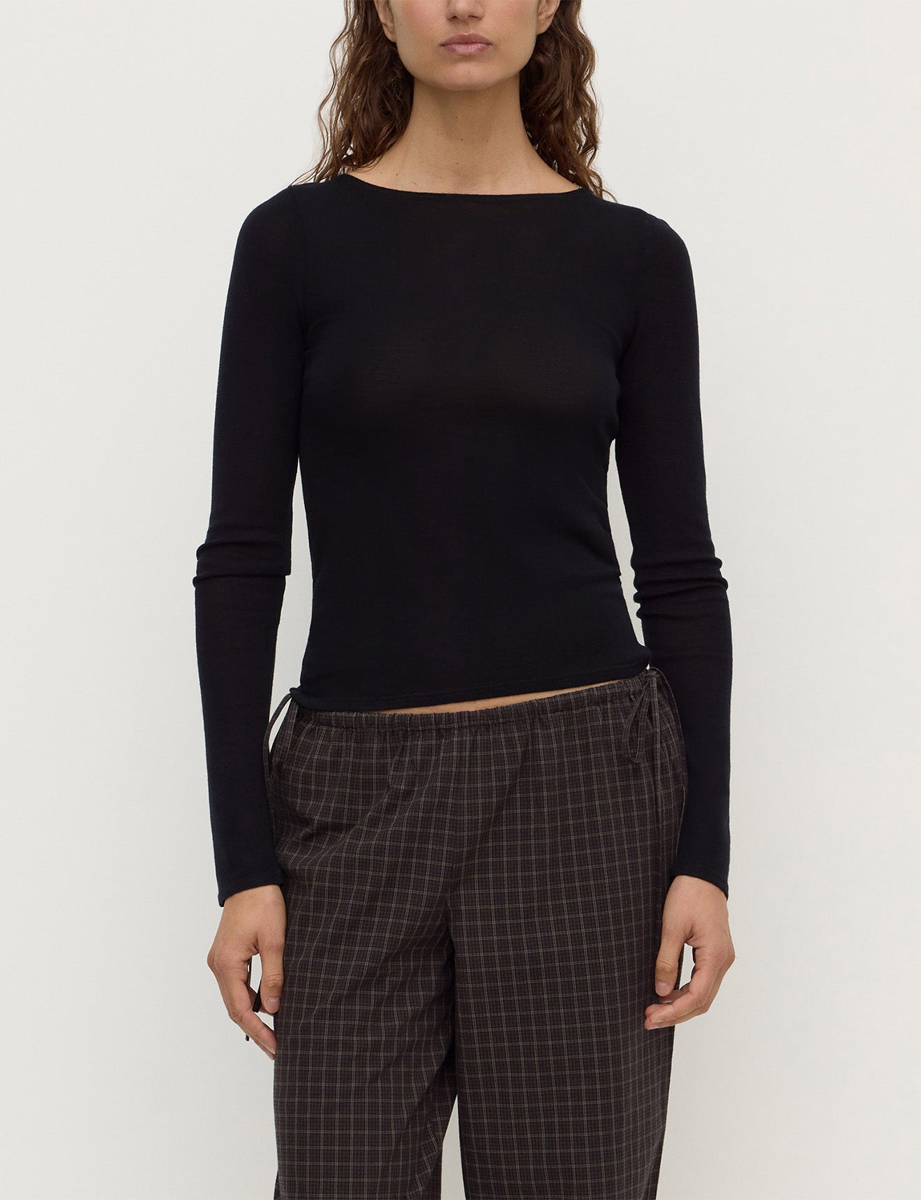 Tatiana Wool Long Sleeve Top | Black