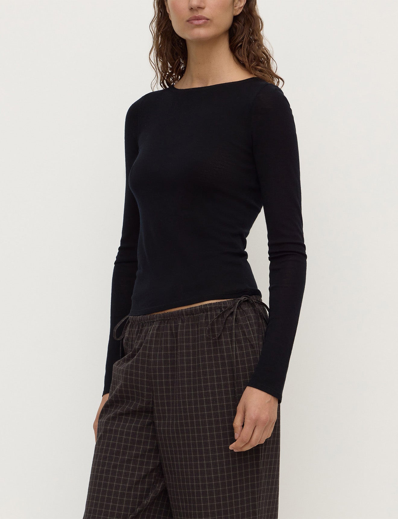 Tatiana Wool Long Sleeve Top | Black