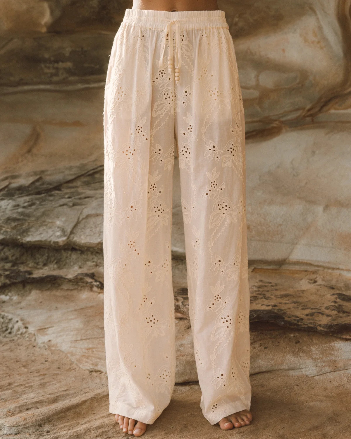 Arabella Embroidered Pant | Cream