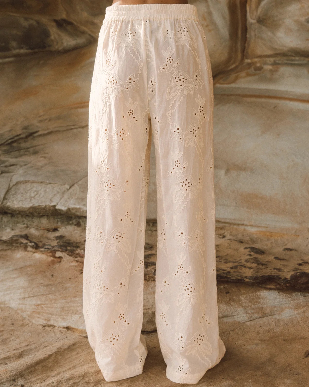 Arabella Embroidered Pant | Cream