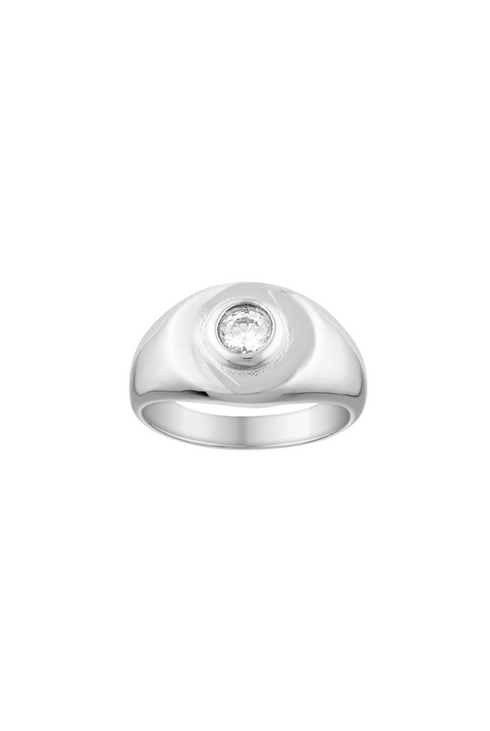 Heritage Signet Ring | White Gold/ Clear