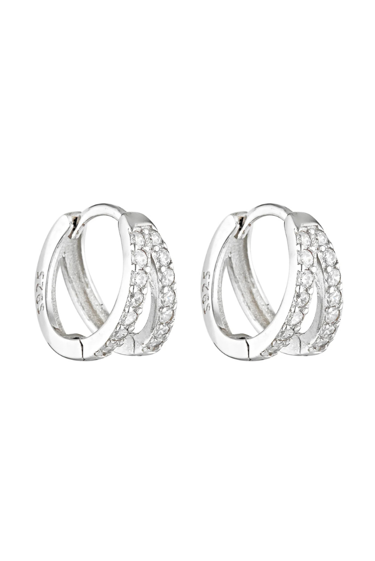 Double Angel Huggies | Sterling/ Clear