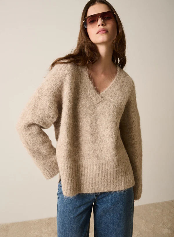 Whisper V Neck Sweater | Oatmeal