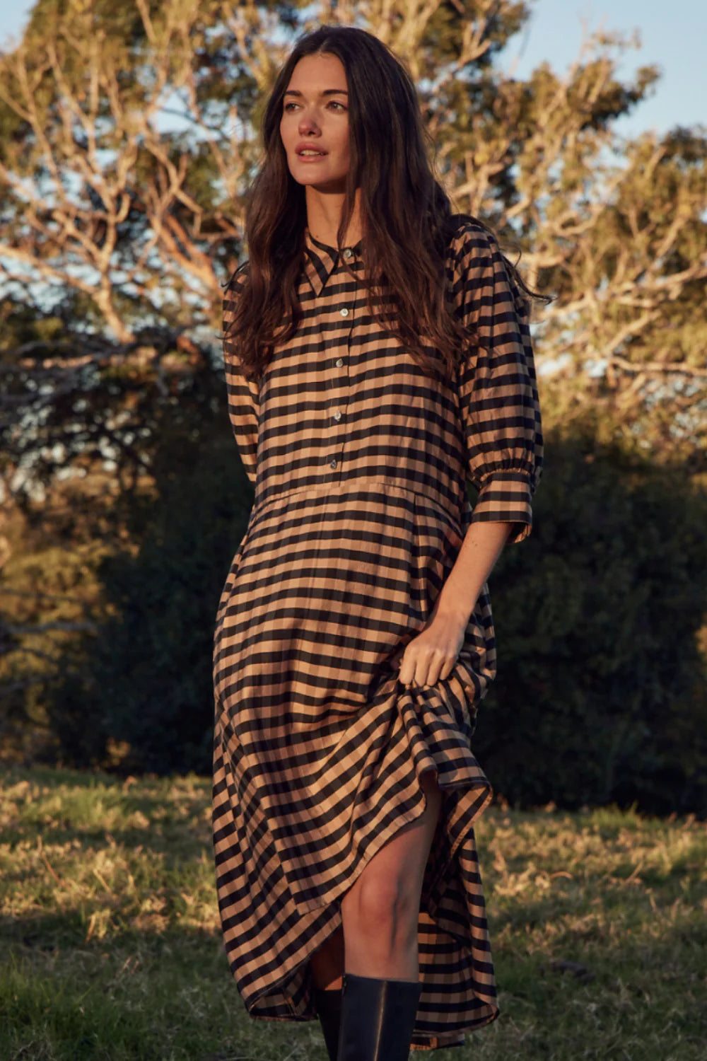 Befit Dress | Toffee / Black Check