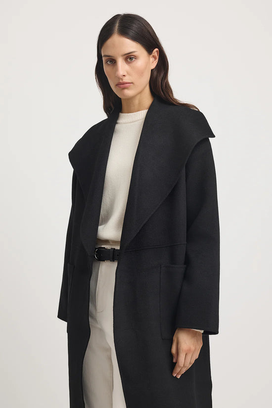 Wool Wrap Coat | Black