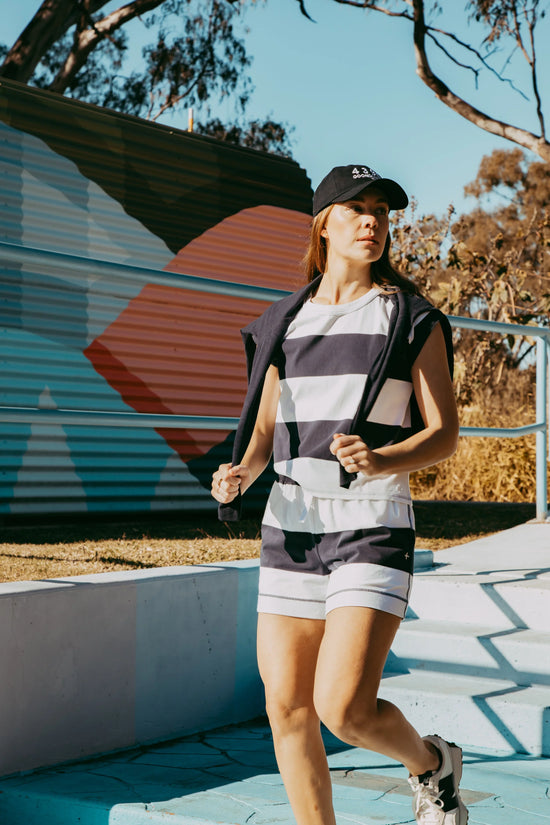 Cap Sleeve Tee | White / Navy