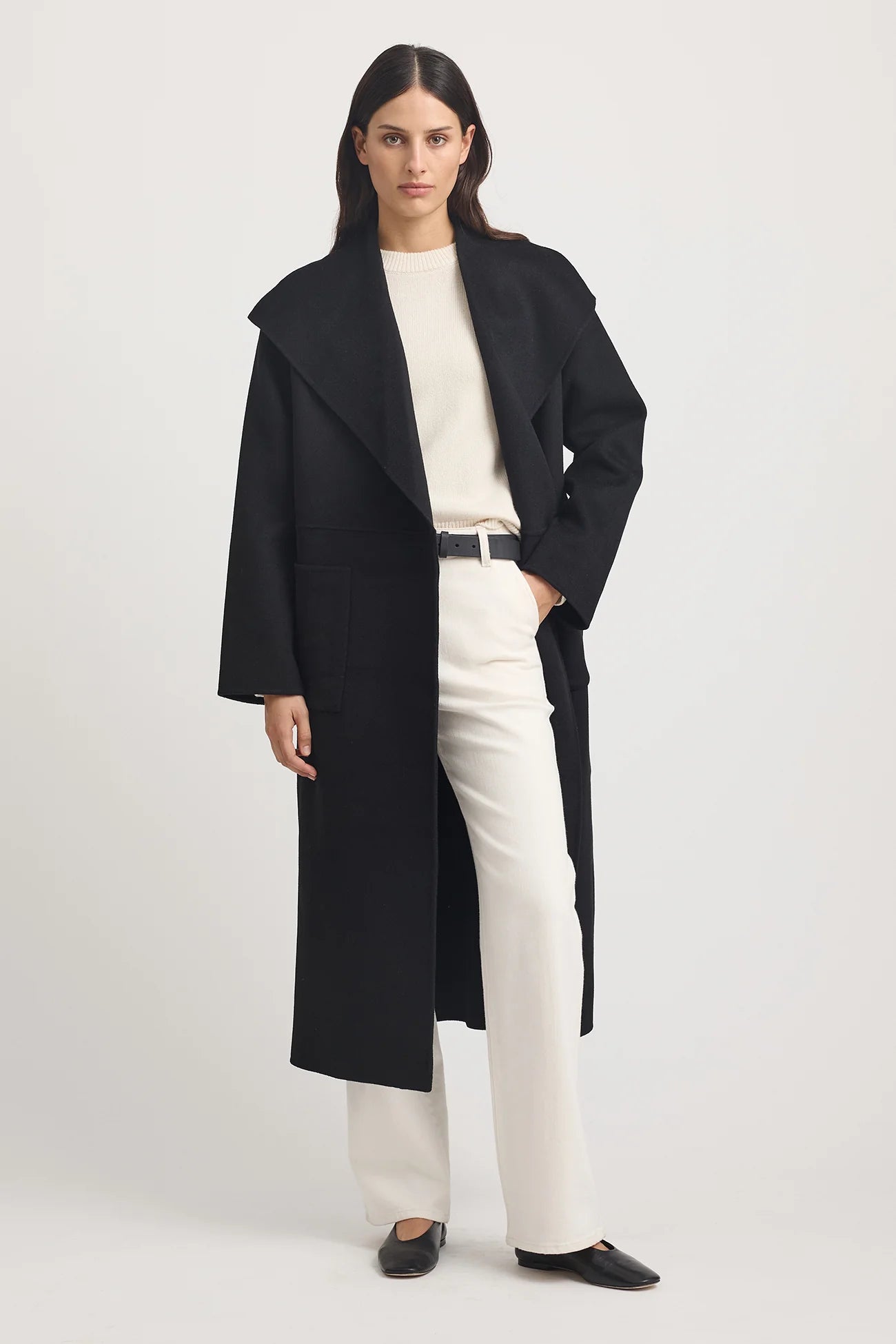 Wool Wrap Coat | Black