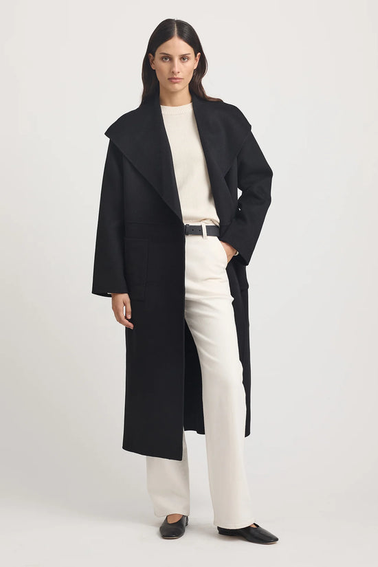 Wool Wrap Coat | Black