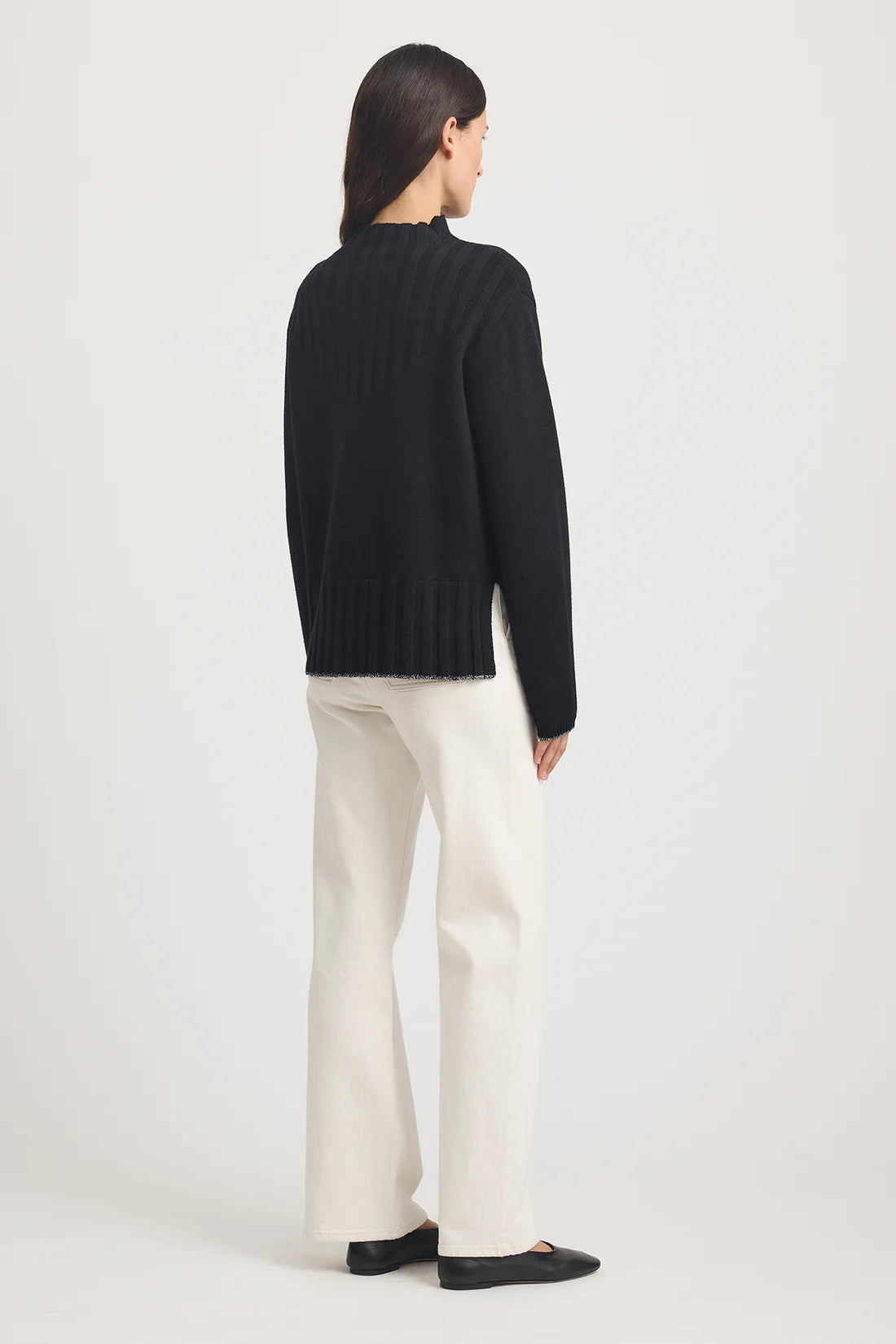 Wide Rib Mock Neck | Black