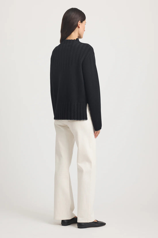 Wide Rib Mock Neck | Black