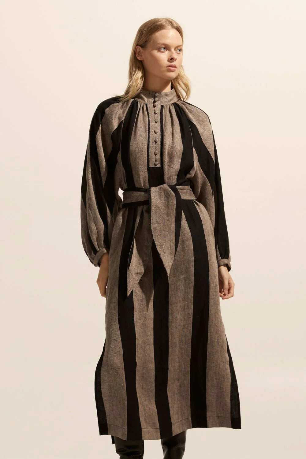Import Dress | Black / Stone Stripe
