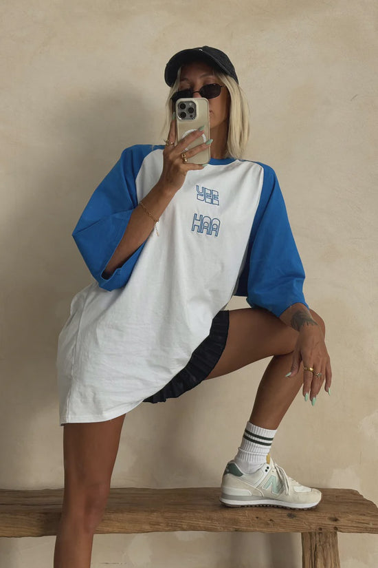 Yee Haa Raglan Tee Shirt | White/ Blue