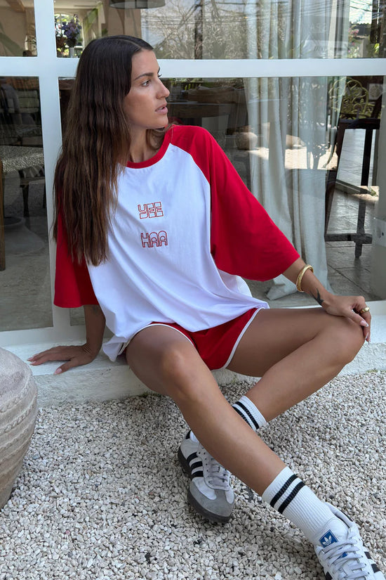 Yee Haa Raglan Tee Shirt | White/ Red