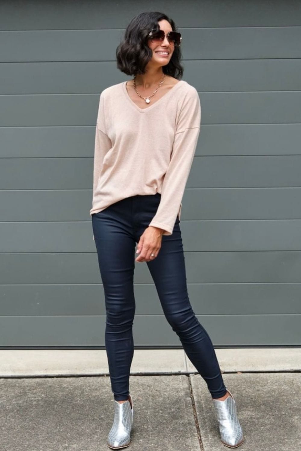Amber Coated Skinny Jeans | Navy