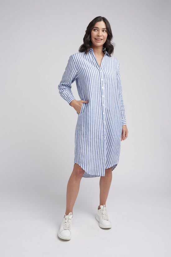 Shirt Maker Stripe Dress | Opal / White